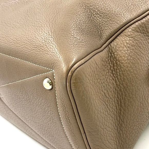 Hermes Victoria 35 □L Engraved Leather Gray-beige Handbag Silver - Picture 8 of 15